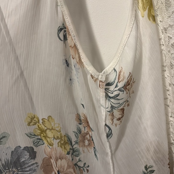 Women’s Torrid Plus Size Kimono vest sleeveless 1X/2X Cream/Floral Lace sheer - Picture 3 of 7